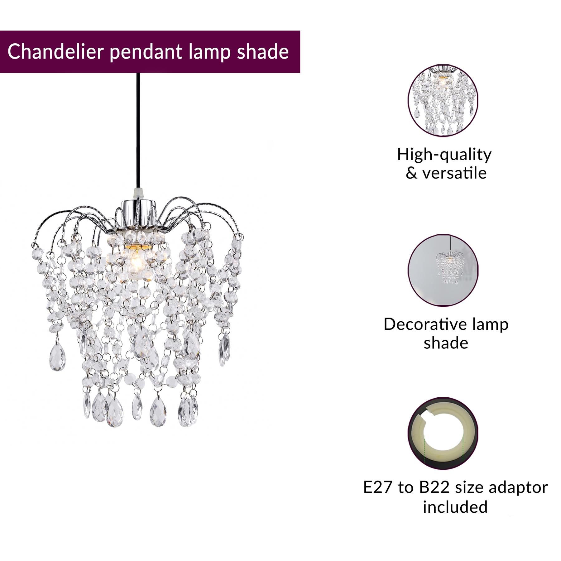 Modern Chandelier Ceiling Light Shades Acrylic Crystal Droplet Pendant Lampshade - Picture 91 of 92