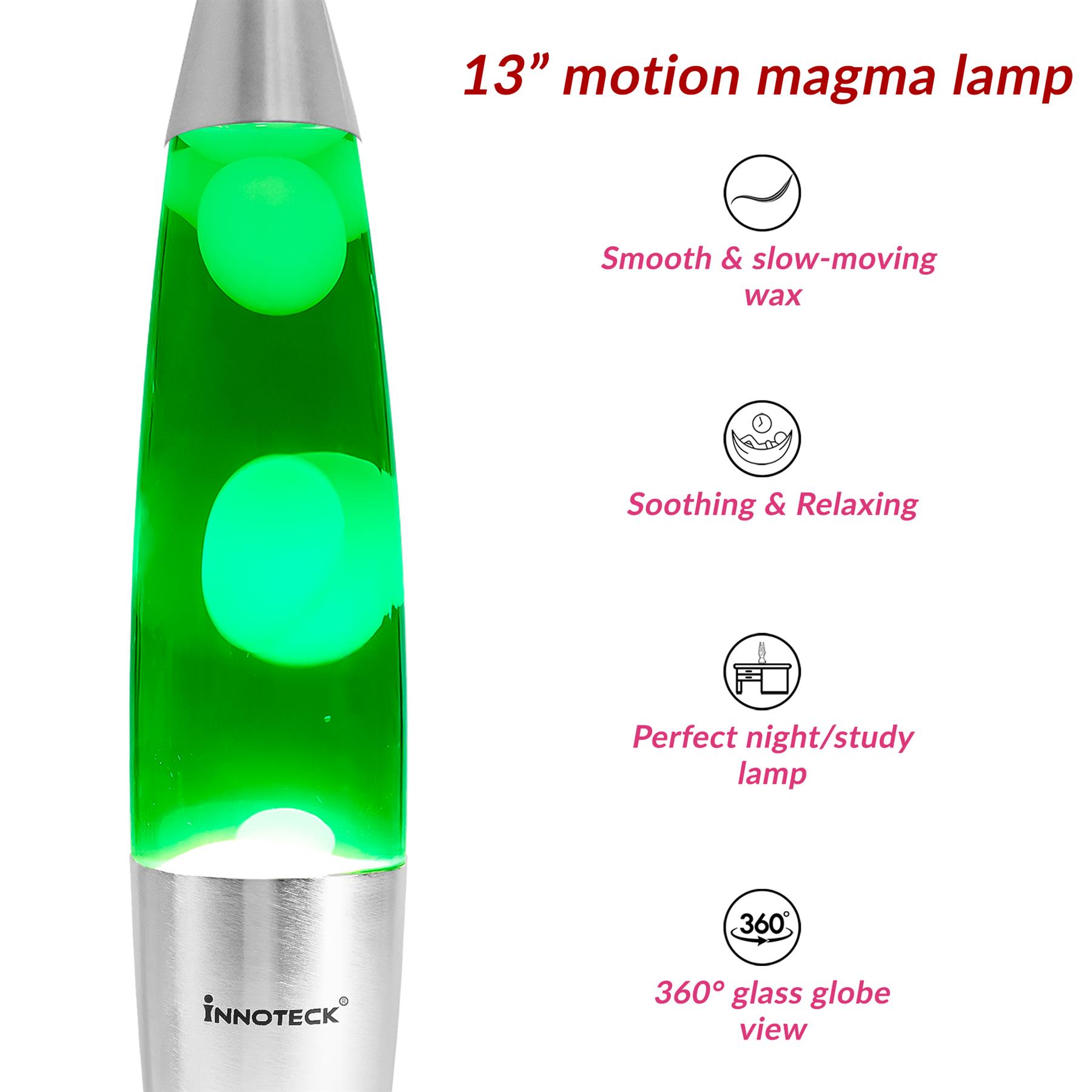 Innoteck Contemporary 13'' Lava Lamp Night Light Peaceful Motion Relaxation - Picture 8 of 20