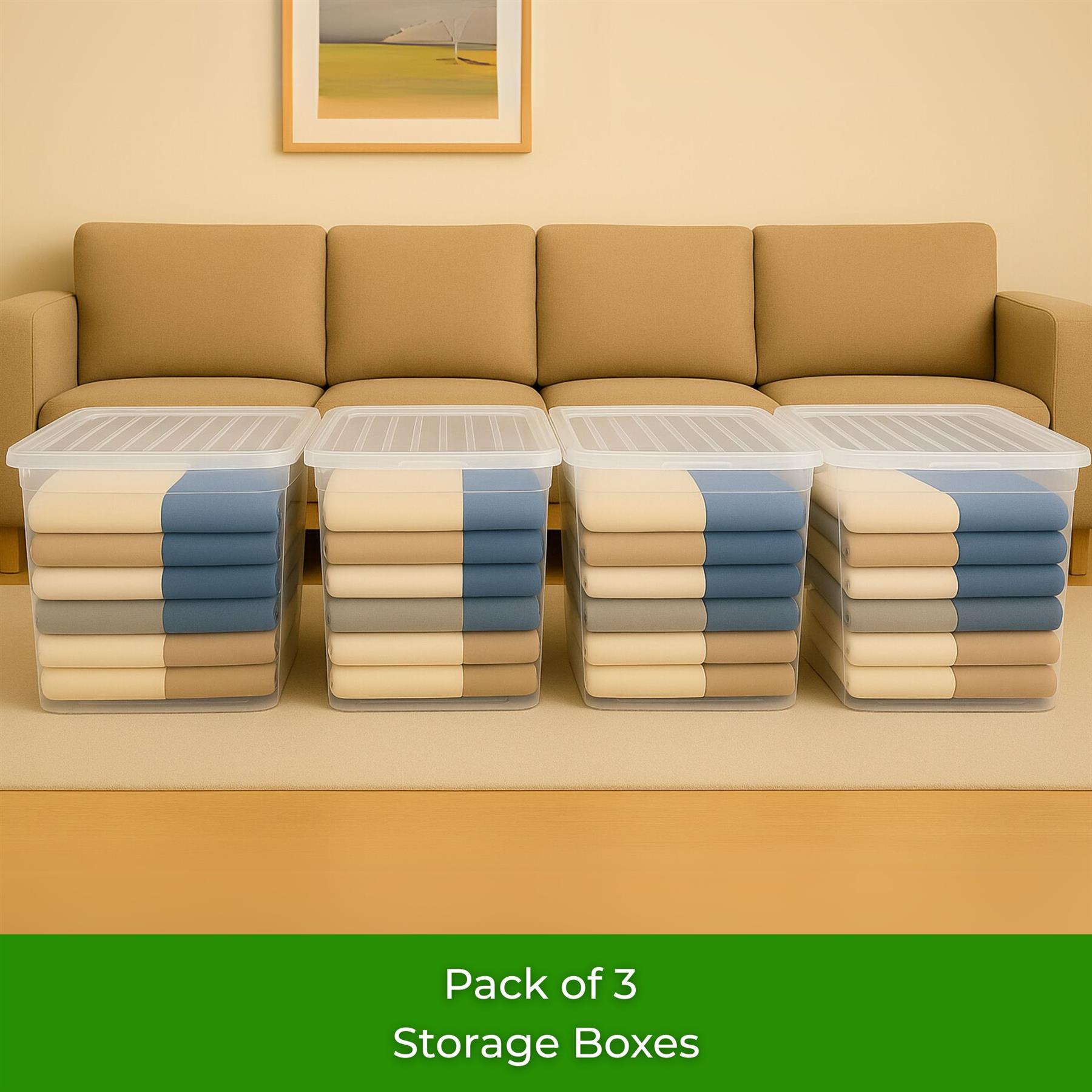 Clear 80L Storage Box With Clip on Lid and Carry Handles BPA Free Plastic - Picture 27 of 32