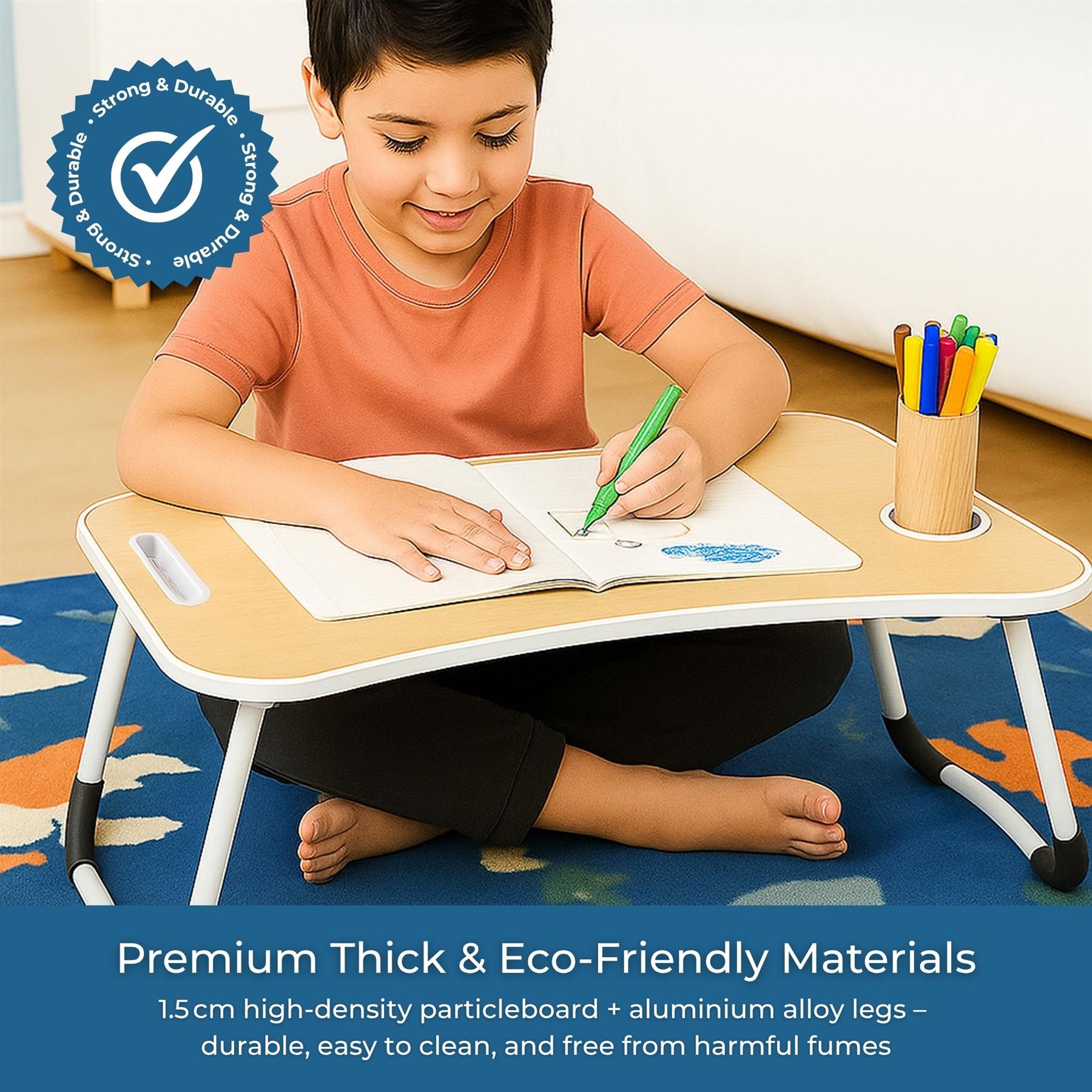 Faltbarer Laptoptisch Tragbar Bett Sofa Schoß Tablett Ladefach und Getränkehalter - Bild 21 von 42