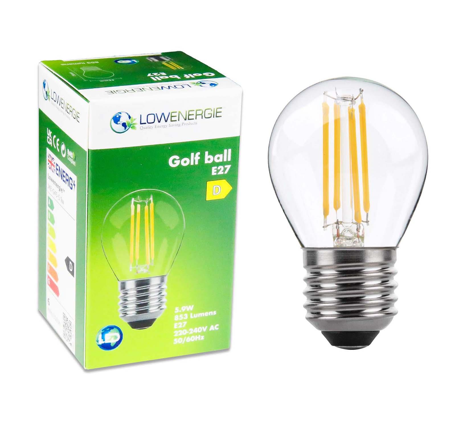 LED Light Bulb Filament 2700k andle Golf Ball A60 E14 E27 B22 Warm White Screw - Picture 24 of 26