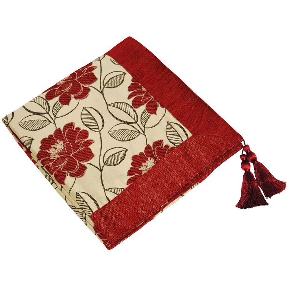 Paoletti Mayflower Floral Woven Tasselled Border Throw Blanket Soft Cosy UK
