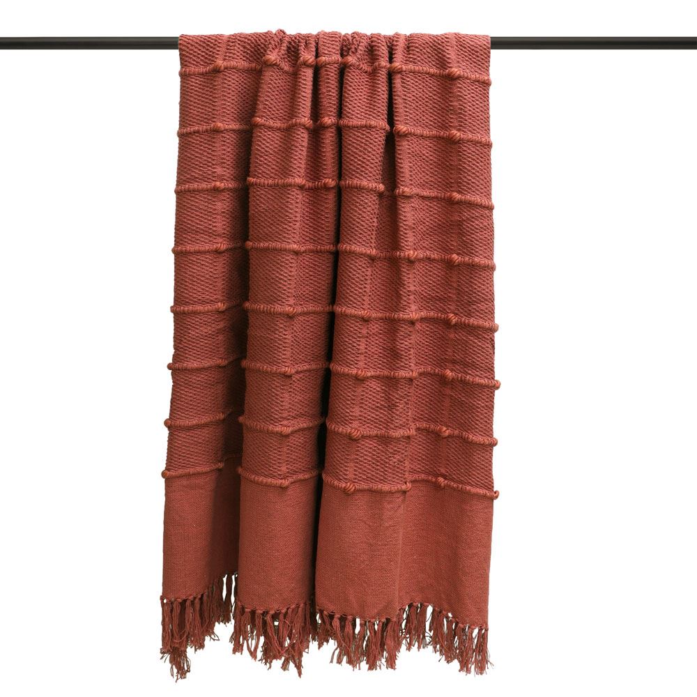 Furn Motti Knitted Tuft Cotton Rich Tasselled Throw Blanket Soft Cosy Home UK