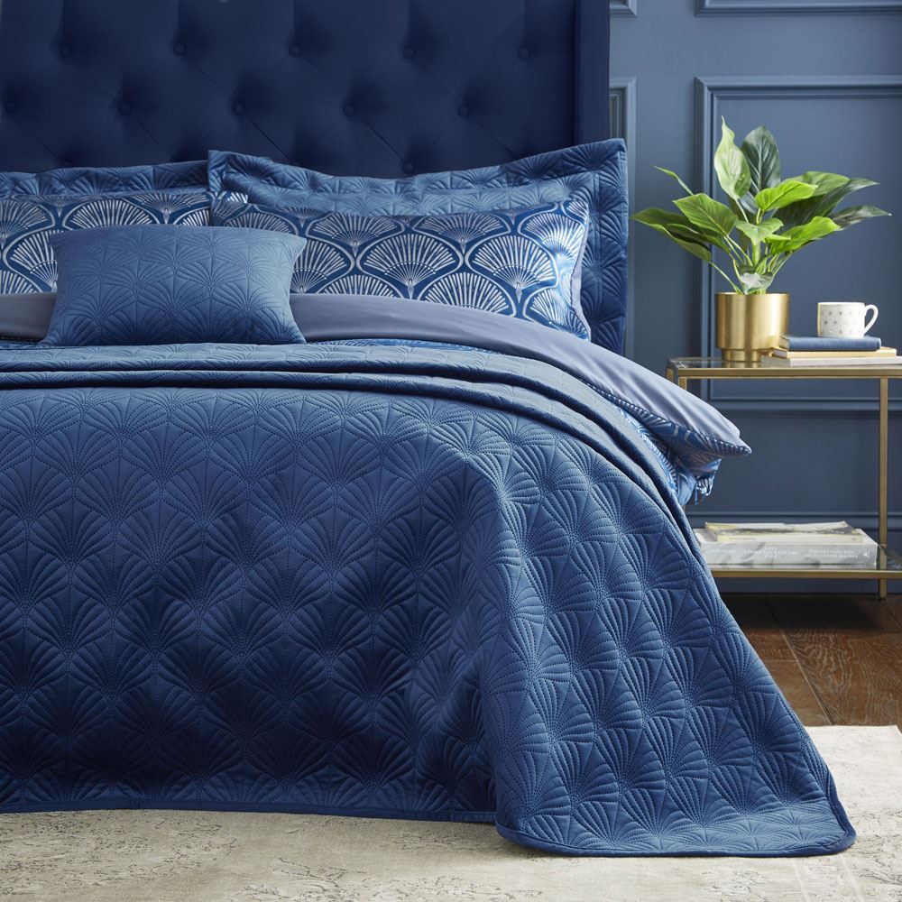 Catherine Lansfield Art Deco Pearl Shell Quilted Bedspread Textured Bedding UK - Produktbild 4