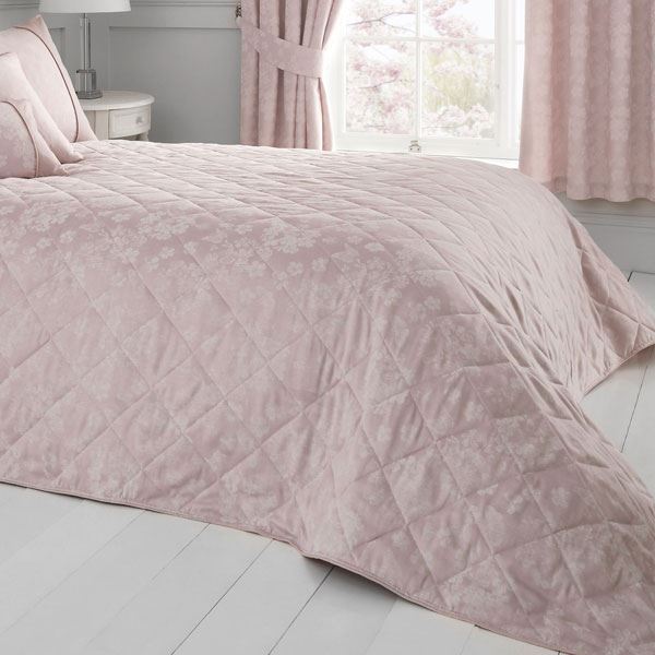 Serene Blossom Floral Jacquard Quilted Bedspread 220x240cm Bedding Coverlet UK - Produktbild 2