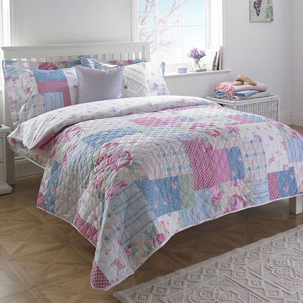 Paoletti Rosie Patchwork 100% Cotton 200TC Quilted Bedspread 240x260cm Bedding