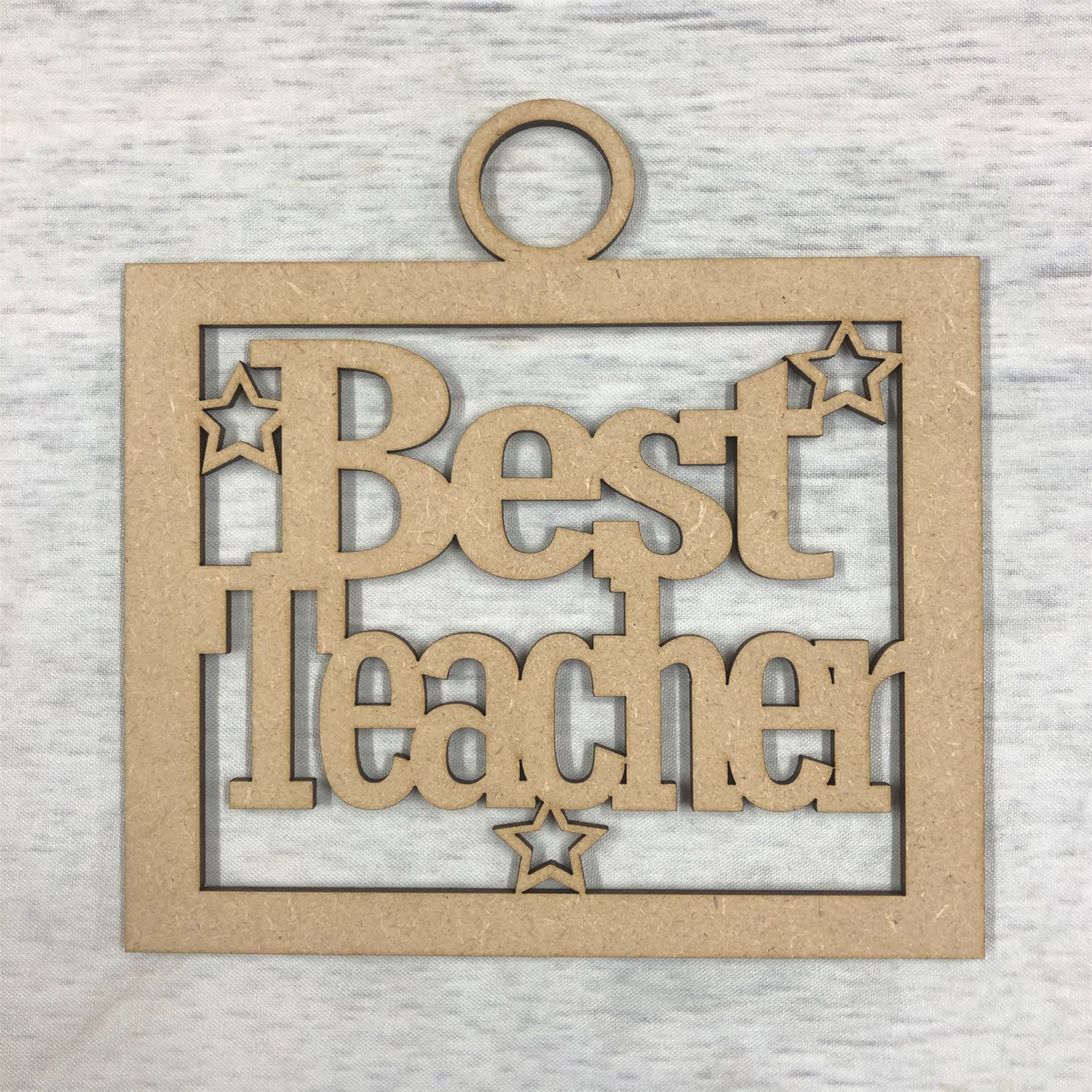 Best Teacher' craft hanger MDF Wood Teacher Gifts Base Wooden Blank Craft - Picture 2 of 2