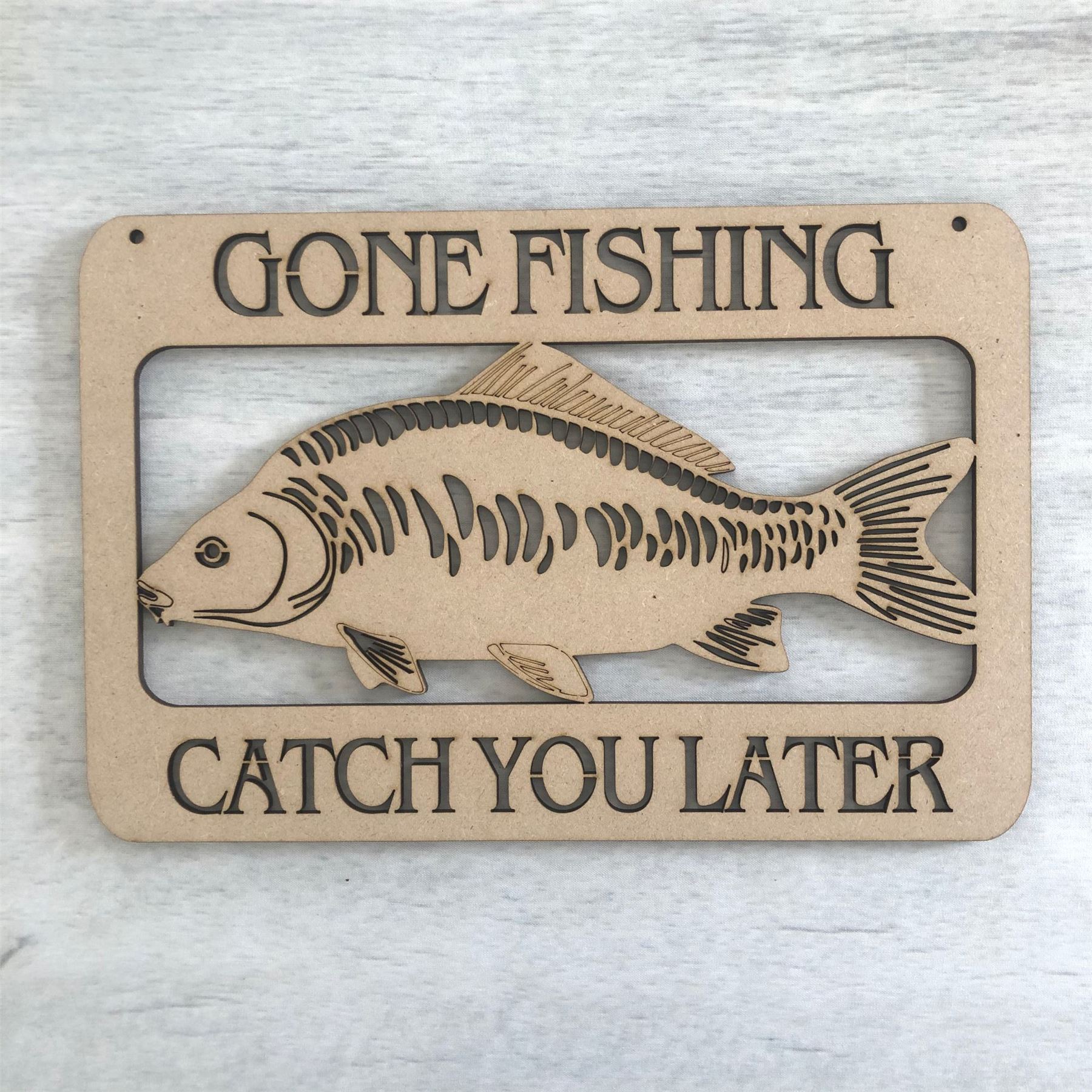 Gone Fishing door plaque MDF Wood Base Wooden Blank Craft - Picture 2 of 2