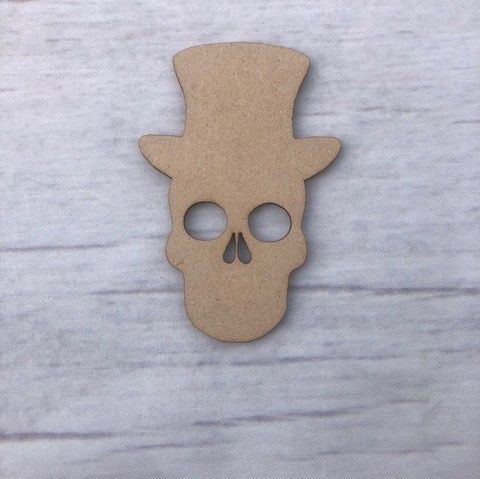 Totenkopf im Hut MDF Holz Halloween Sockel Holzrohling Basteln - Bild 4 von 5
