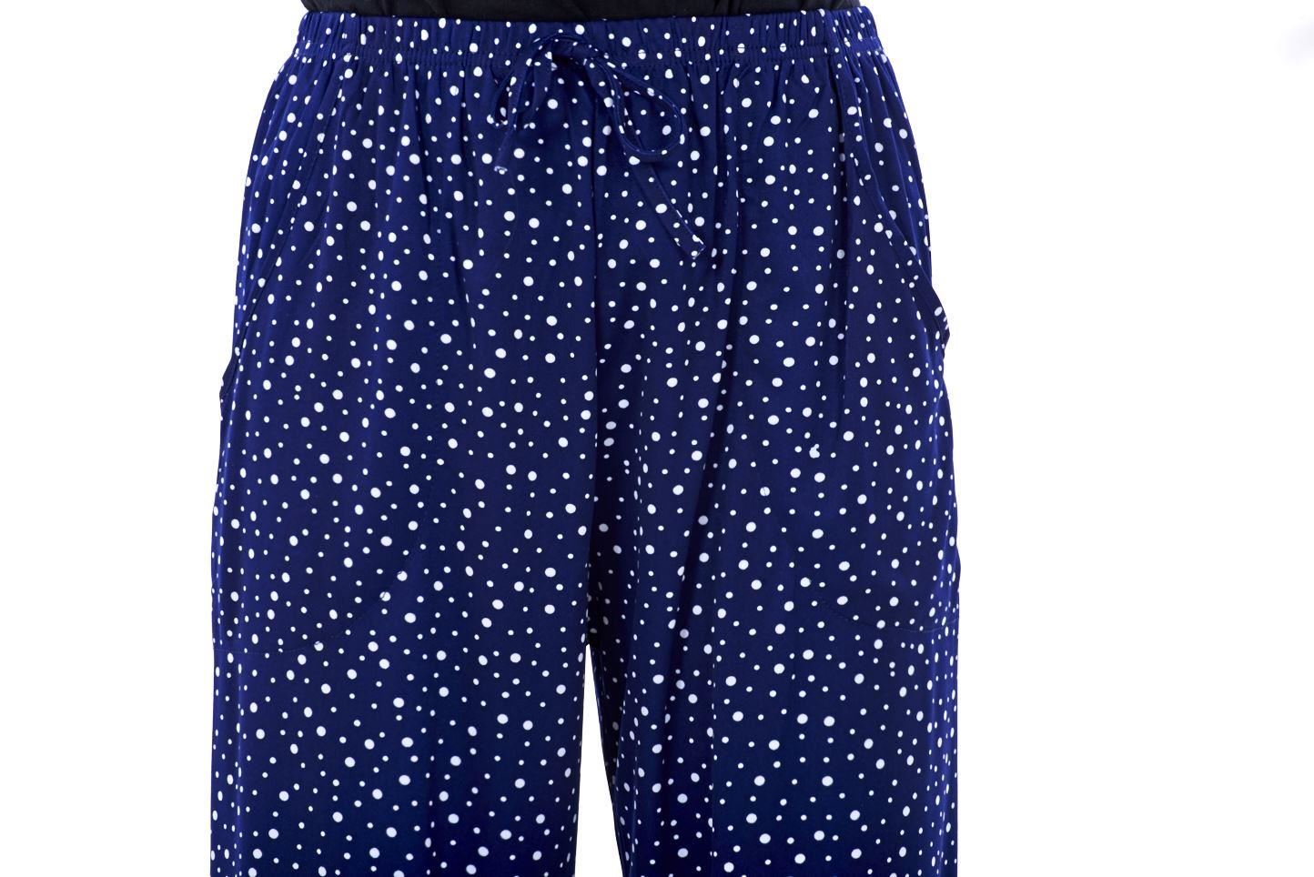 Ladies Women Trouser Elasticated Summer Polka Print Pocket Casual Pants