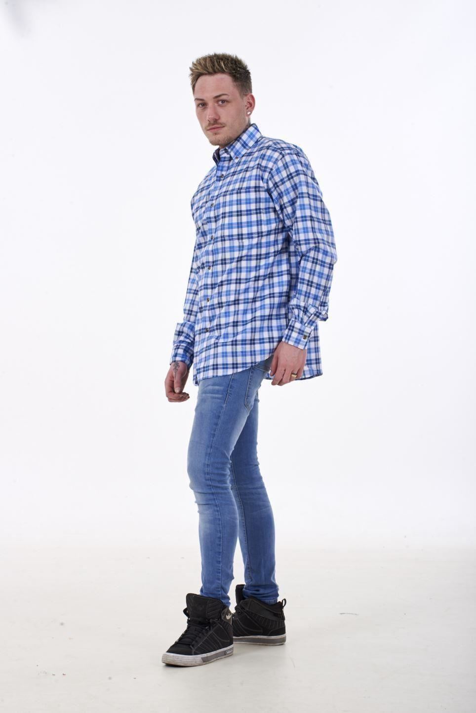 Mens Checked Shirt Malay Apparel Cotton Casual Wear Long Sleeve Button