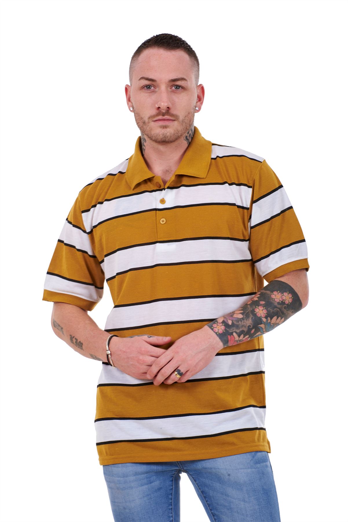 New Mens Striped TShirts Loose Fit Polycotton Tops Tees Casual Shirts M to XXL eBay