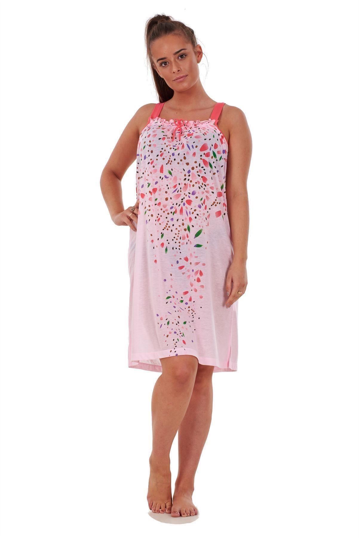 Ladies 100 Cotton Sleeveless Nightwear Floral Summer Short Nightdress