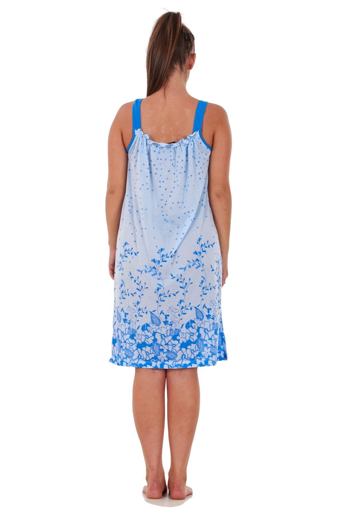 Ladies 100 Cotton Sleeveless Nightwear Floral Summer Short Nightdress