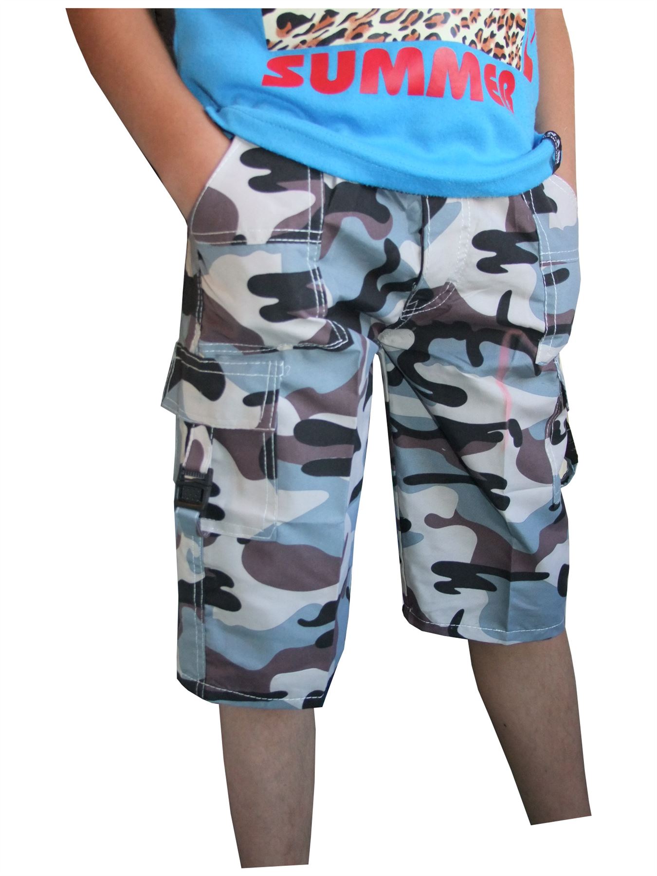 Boys Camouflage Shorts Militery Army Print Knee Length Kids age 3 to 14