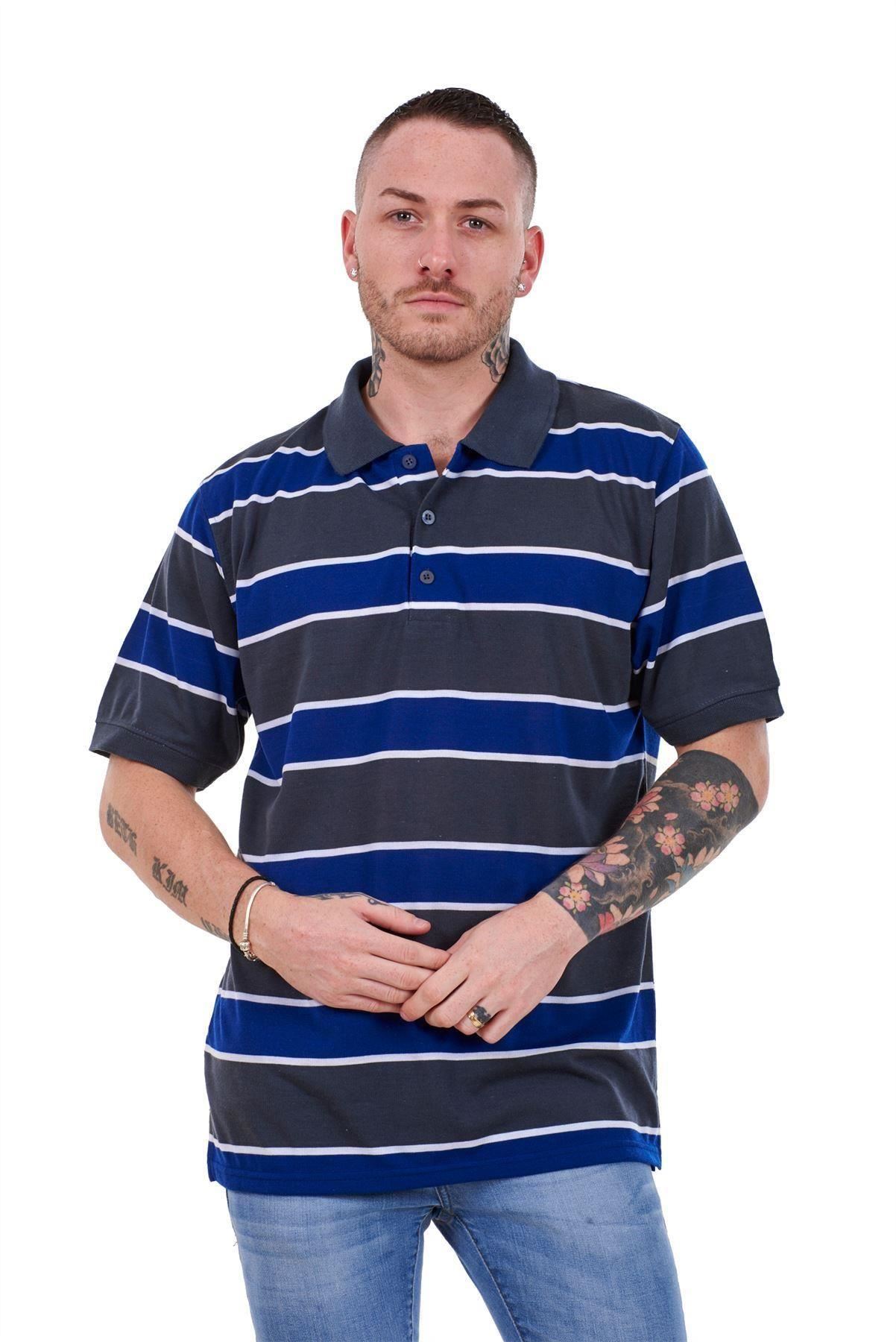 New Mens Striped TShirts Loose Fit Polycotton Tops Tees Casual Shirts M to XXL eBay