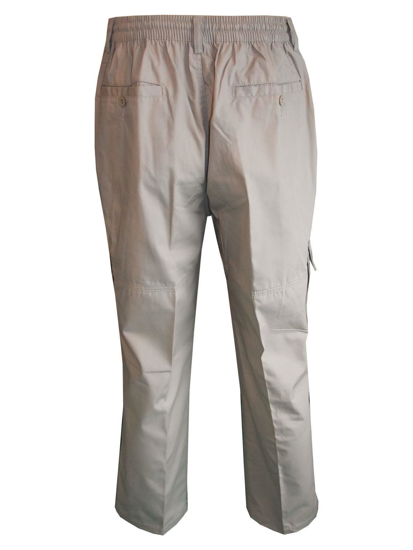 Men Straight Trousers Cargo Combat Cotton Elasticated Zip Fly Casual
