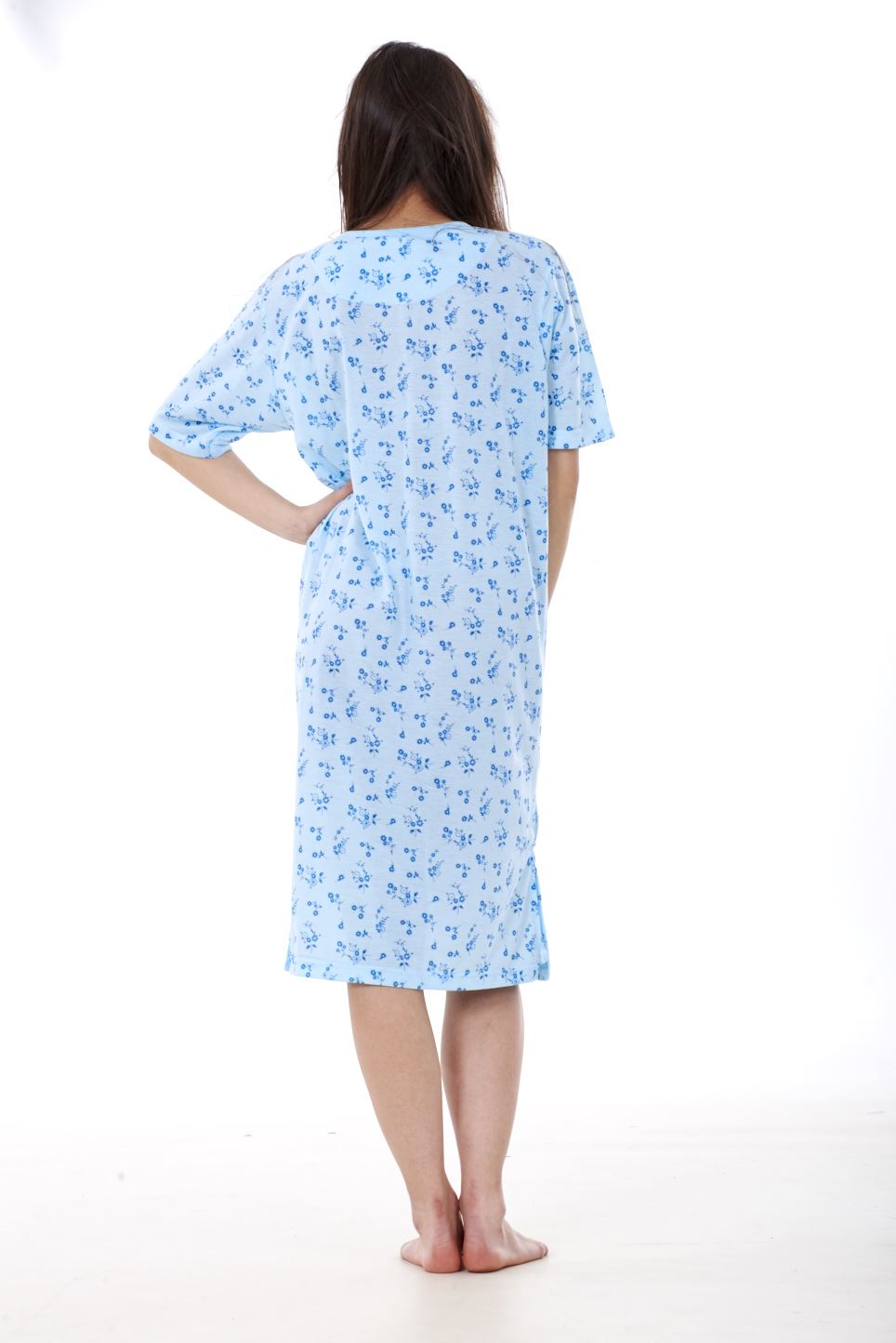Women Ladies New Nightshirt Rich Cotton Floral Print Short Sleeve