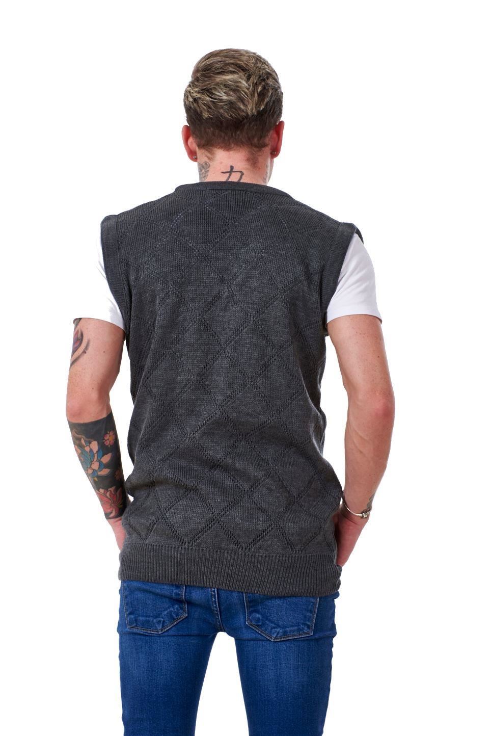 Mens Argyle Knitted V Neck Classic New Tank Top slipover Jumpers S to ...