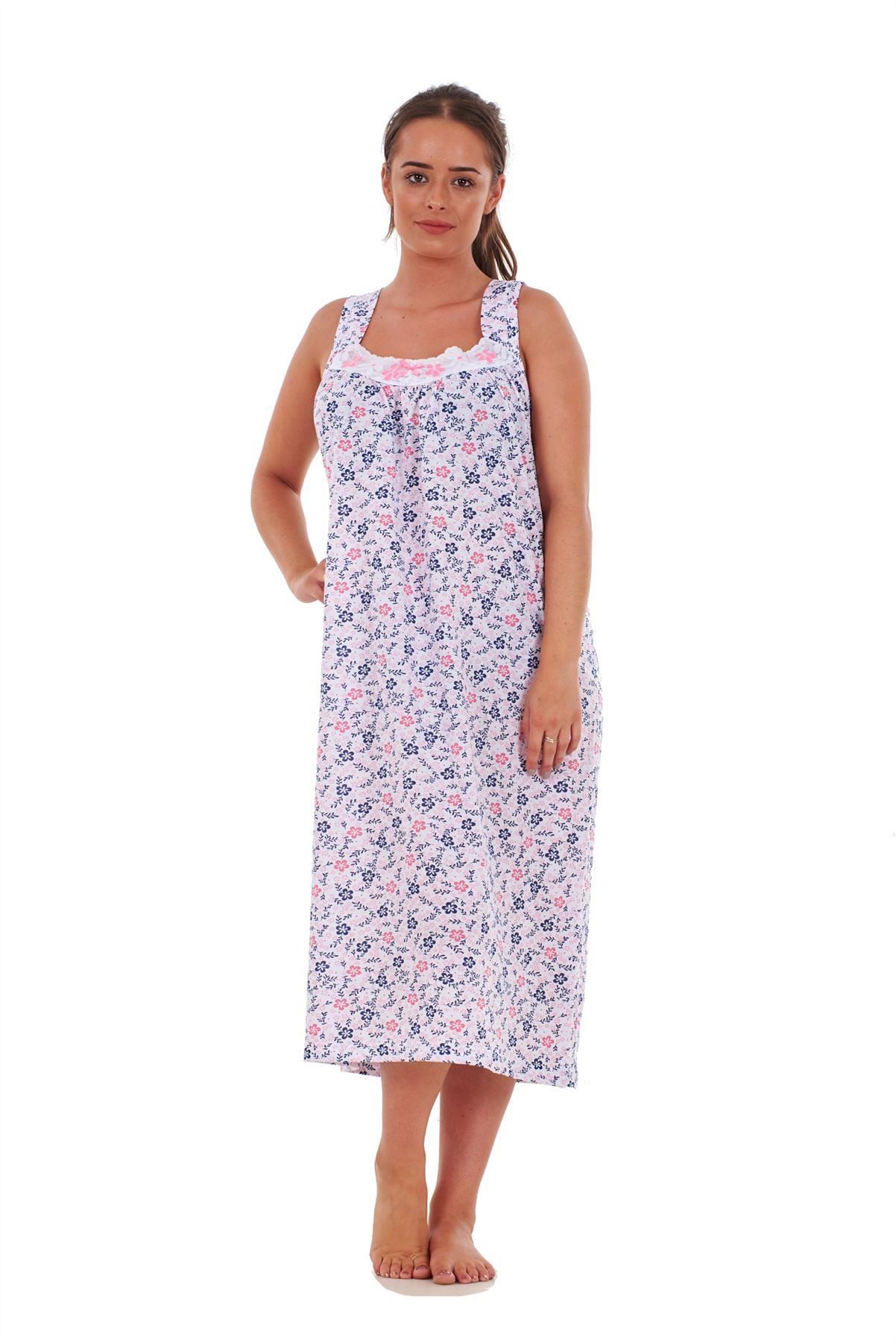 Best Trade in Prices Bay UK Ladies Nightwear Heart Polka Print 100 Cotton Sleeveless Long