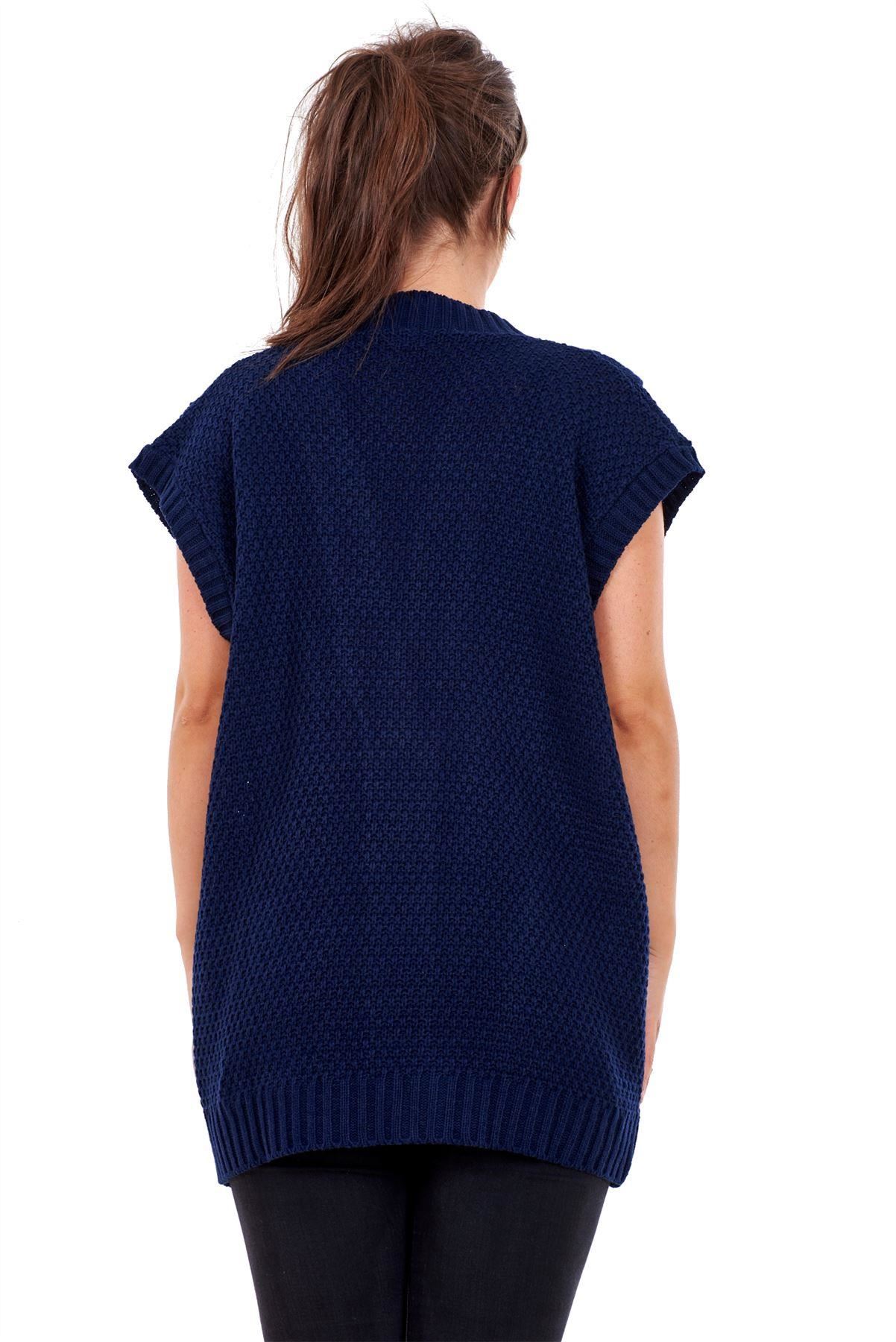 New Plus Size Women Moss Knitted Waistcoat Pockets Sleeveless Buttons Cardigan - Picture 15 of 25