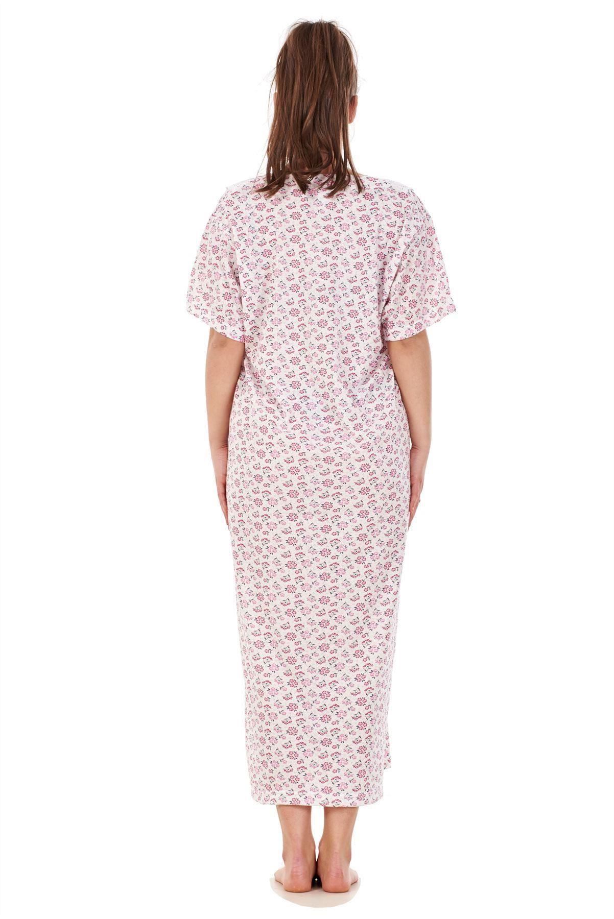Women Nightwear Floral Print 100% Cotton Short Sleeve Long Nightdress M to XXXL - Picture 16 of 16