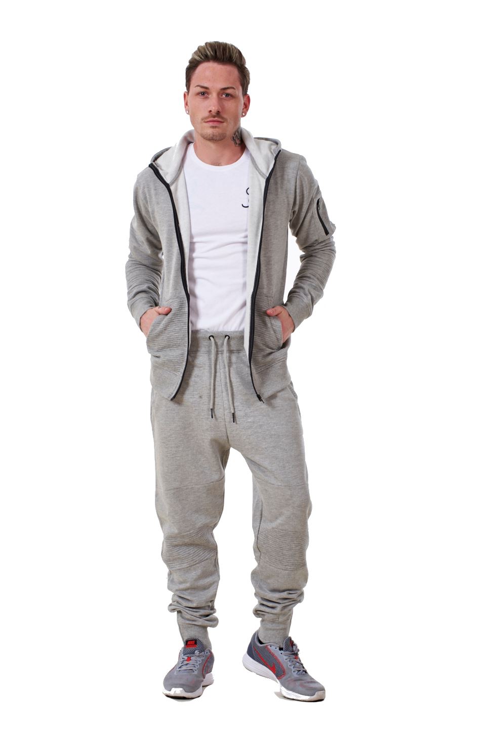 Mens Tracksuits Branded Fleece Hooded Zipper Sports Gym Casual Wear S