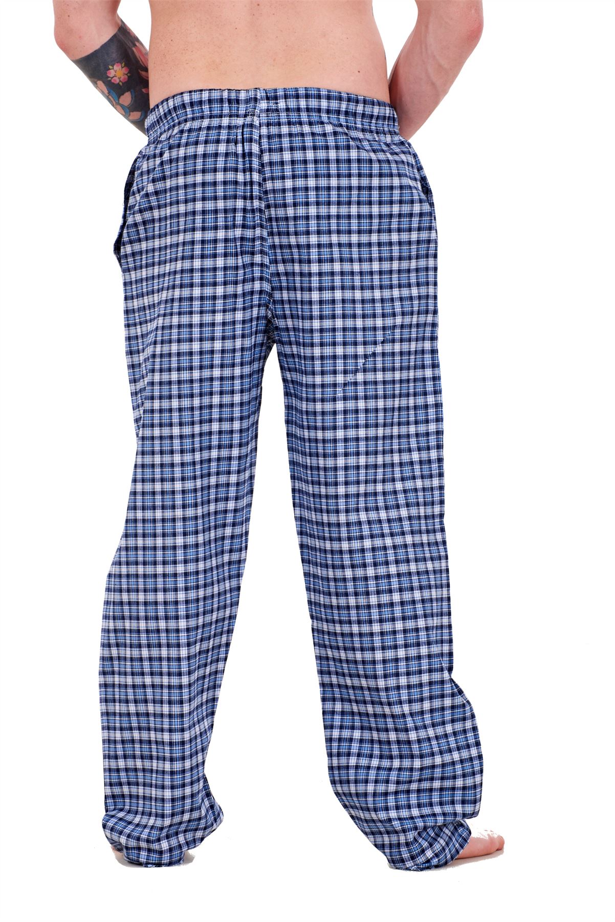 Mens Pyjama Bottoms Rich Cotton Woven Check Lounge Pant Nightwear Big ...