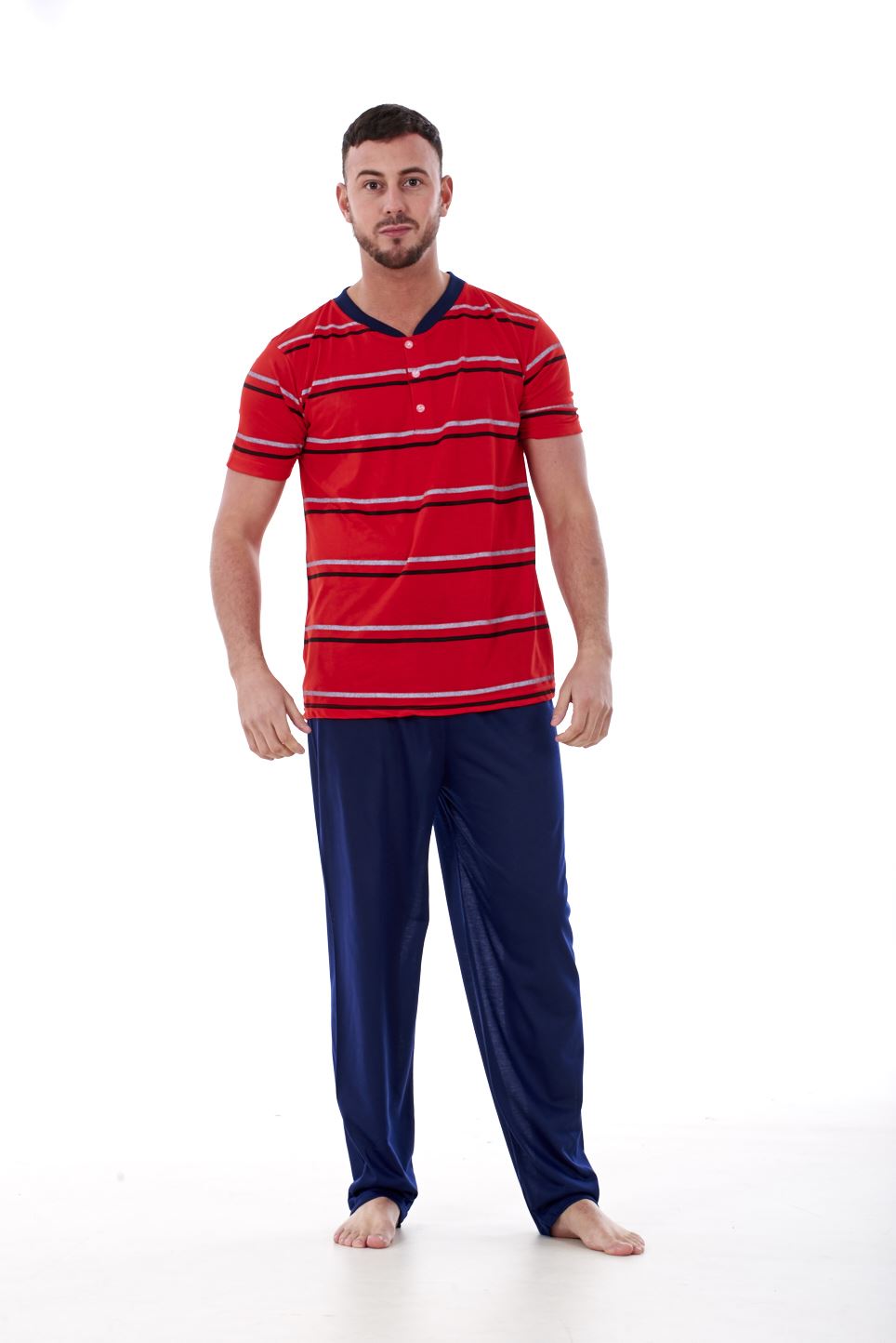 brand-new-mens-pyjama-sets-striped-v-neck-rich-cotton-lounge-sleepwear