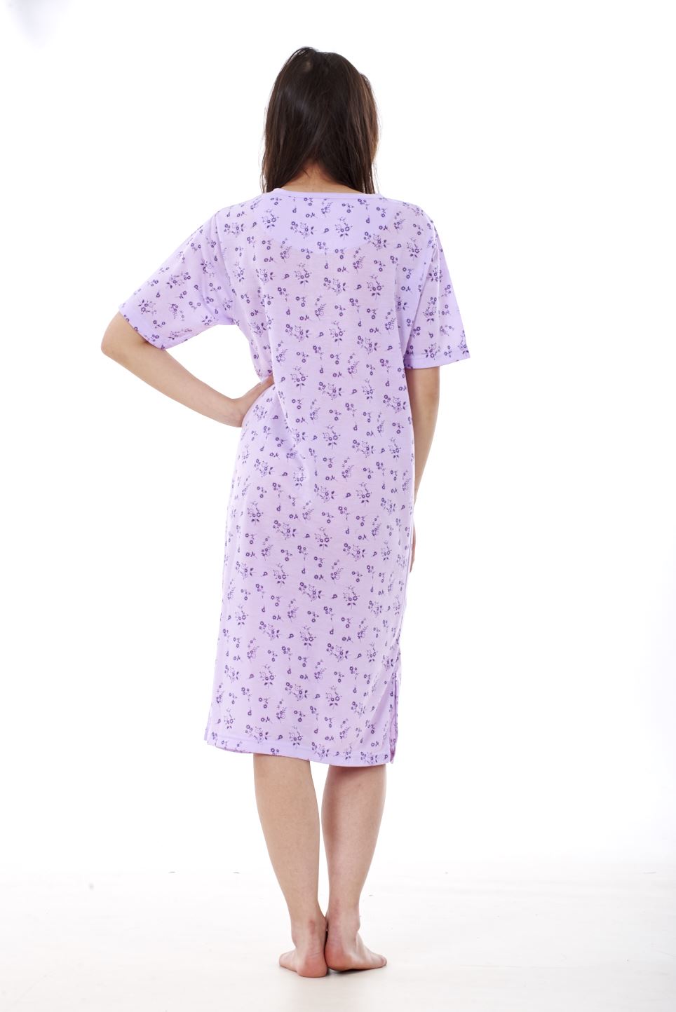 Women Ladies New Nightshirt Rich Cotton Floral Print Short Sleeve