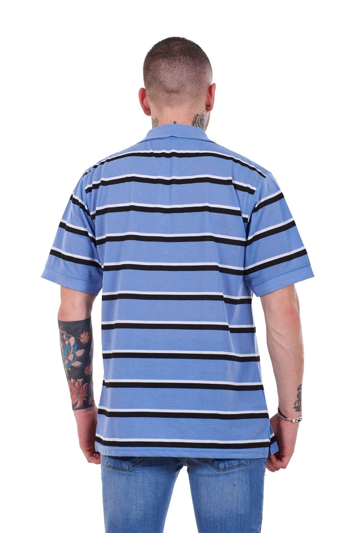New Mens Striped TShirts Loose Fit Polycotton Tops Tees Casual Shirts