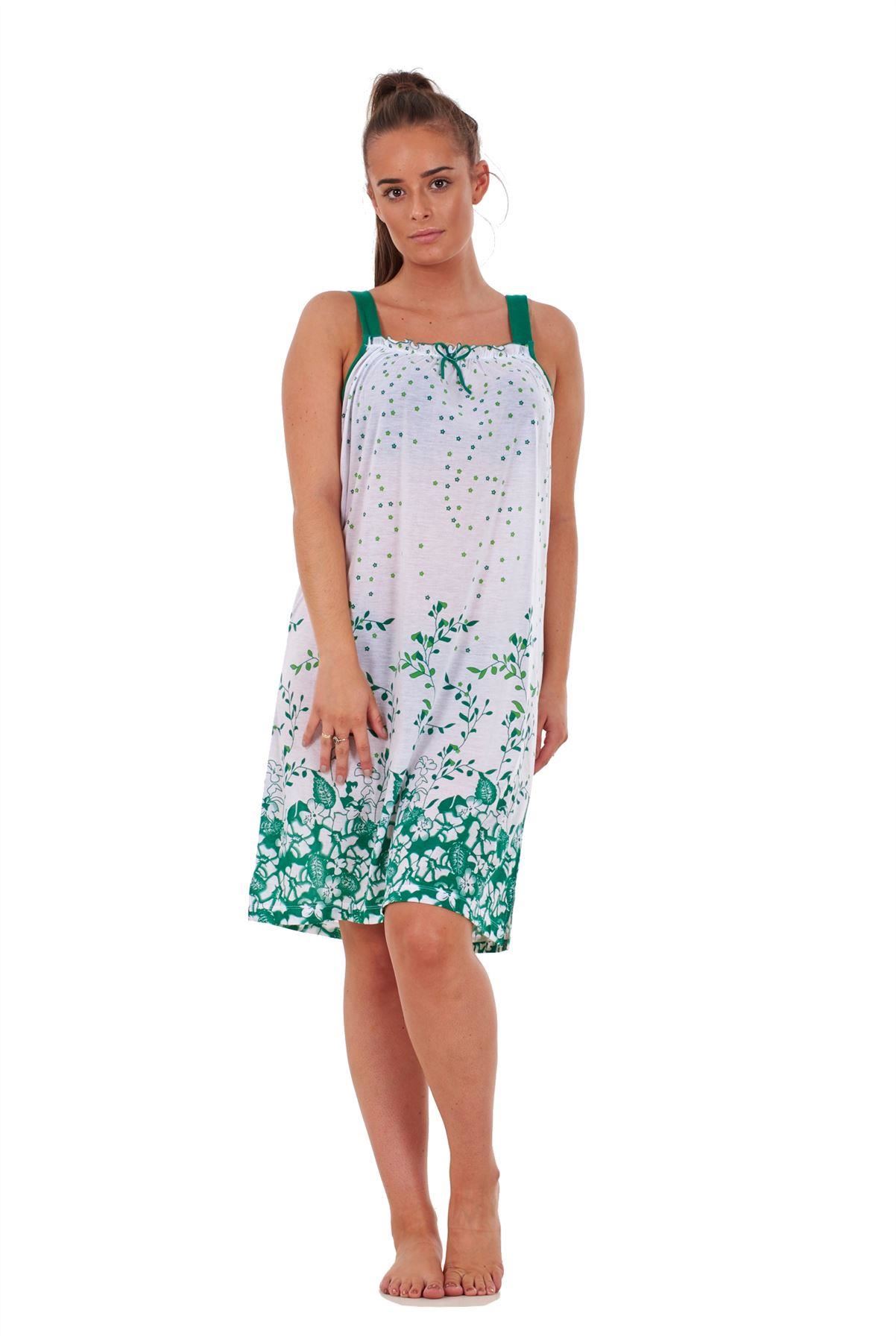 Ladies 100 Cotton Sleeveless Nightwear Floral Summer Short Nightdress