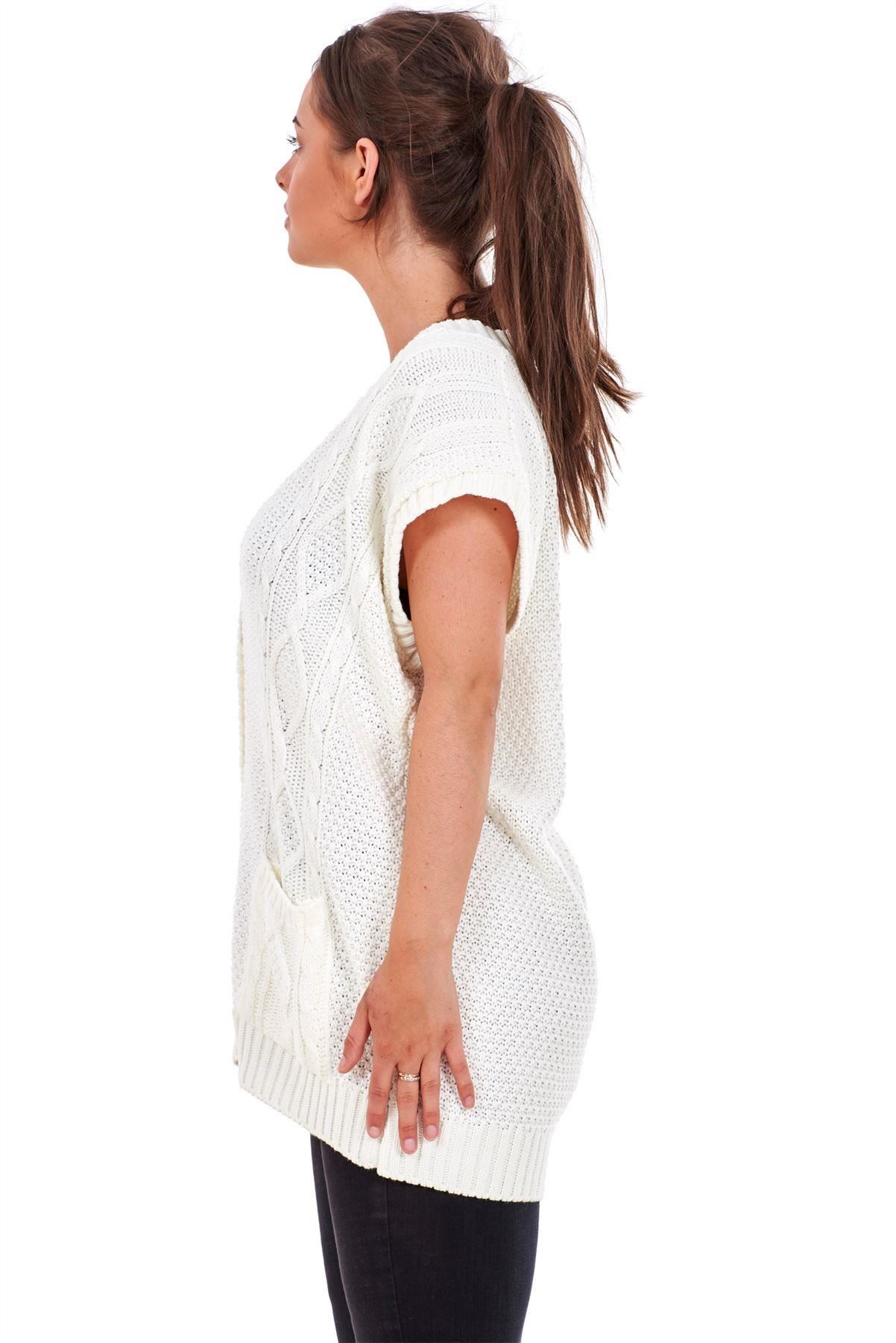New Plus Size Women Moss Knitted Waistcoat Pockets Sleeveless Buttons Cardigan - Picture 12 of 25