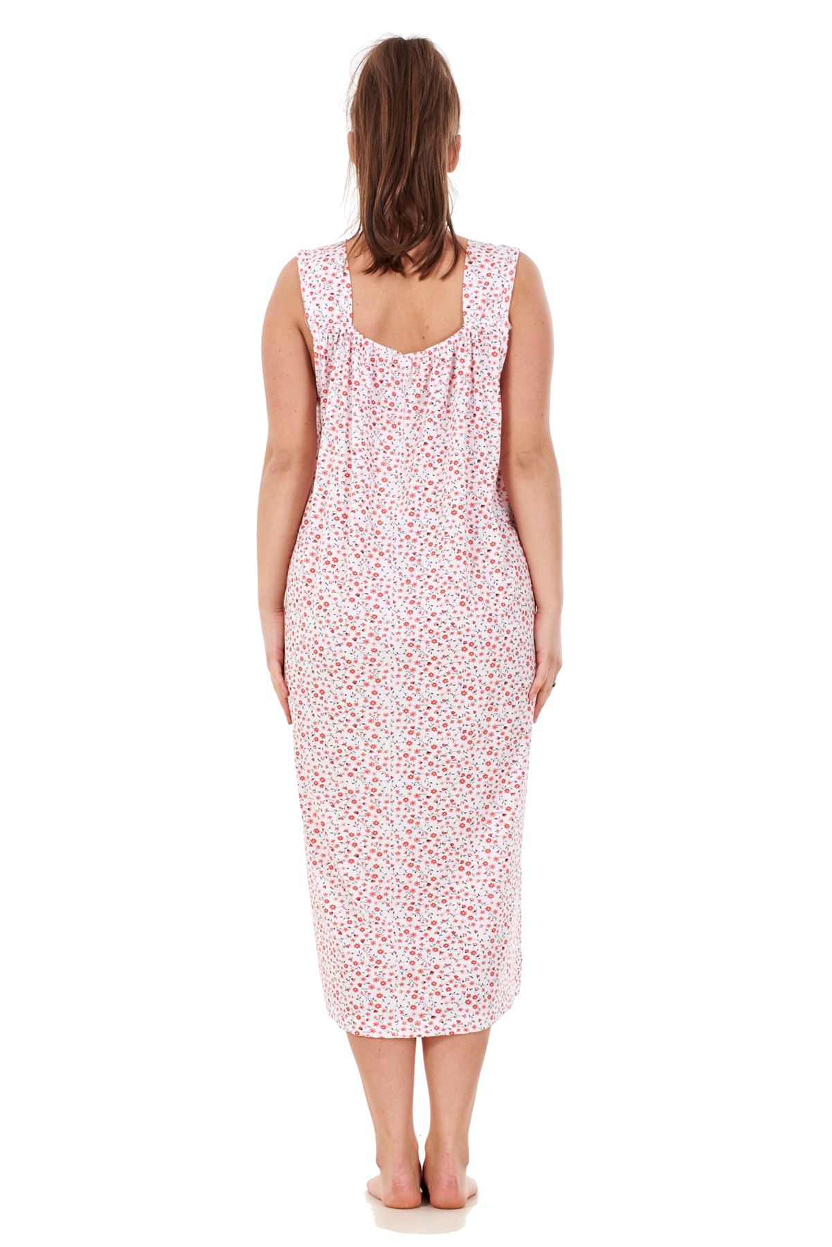 Ladies Nightwear Floral Print 100% Cotton Sleeveless Long Nightdress M to XXXL - Picture 29 of 37