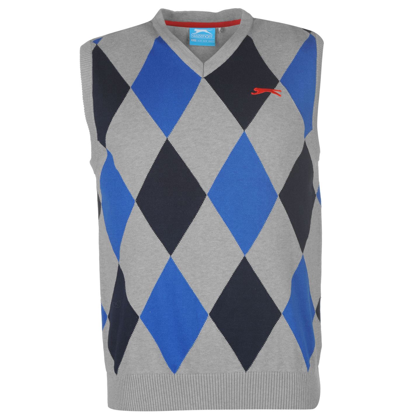 Slazenger Mens Argyle Knitted Golf Vest Tank Top Sleeveless Cotton