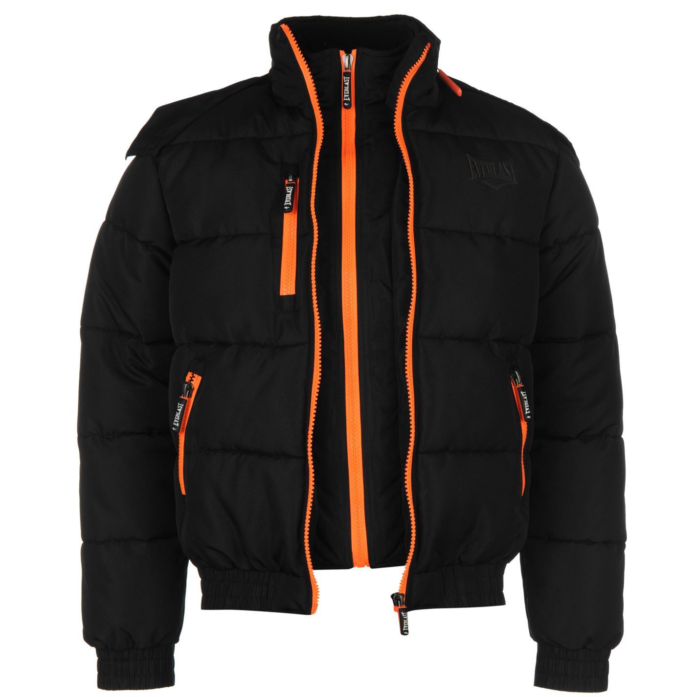 Everlast Mens Hooded Bomber Jacket Padded Ribbed Winter Warm Full Zip ...