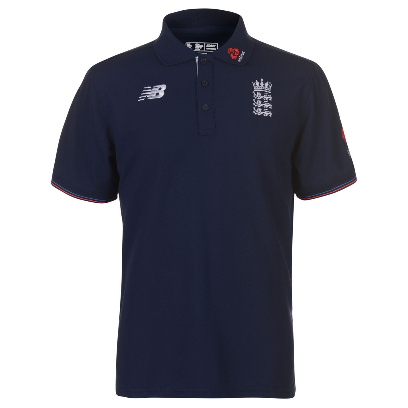 New Balance Mens England Cricket Polo Shirt Tee Top Short Sleeve Button