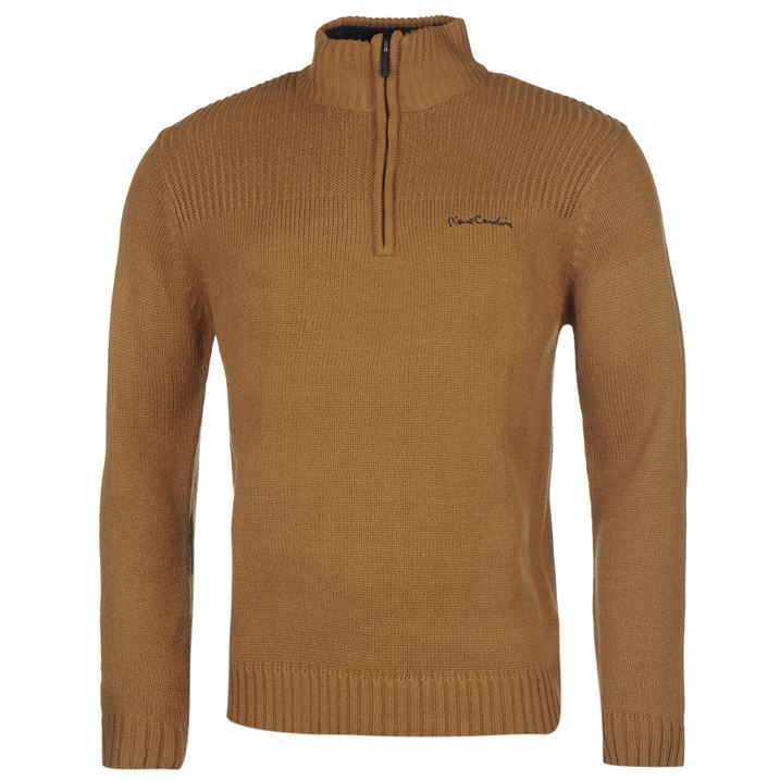 Pierre Cardin Mens Jumpers Ribbed Knitted Long Sleeve High Neck Quarter