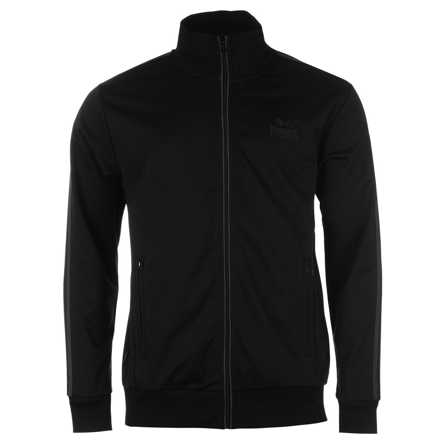 Lonsdale Mens Track Jacket High Neck Full Zip Fleece Ribbed Sports Top