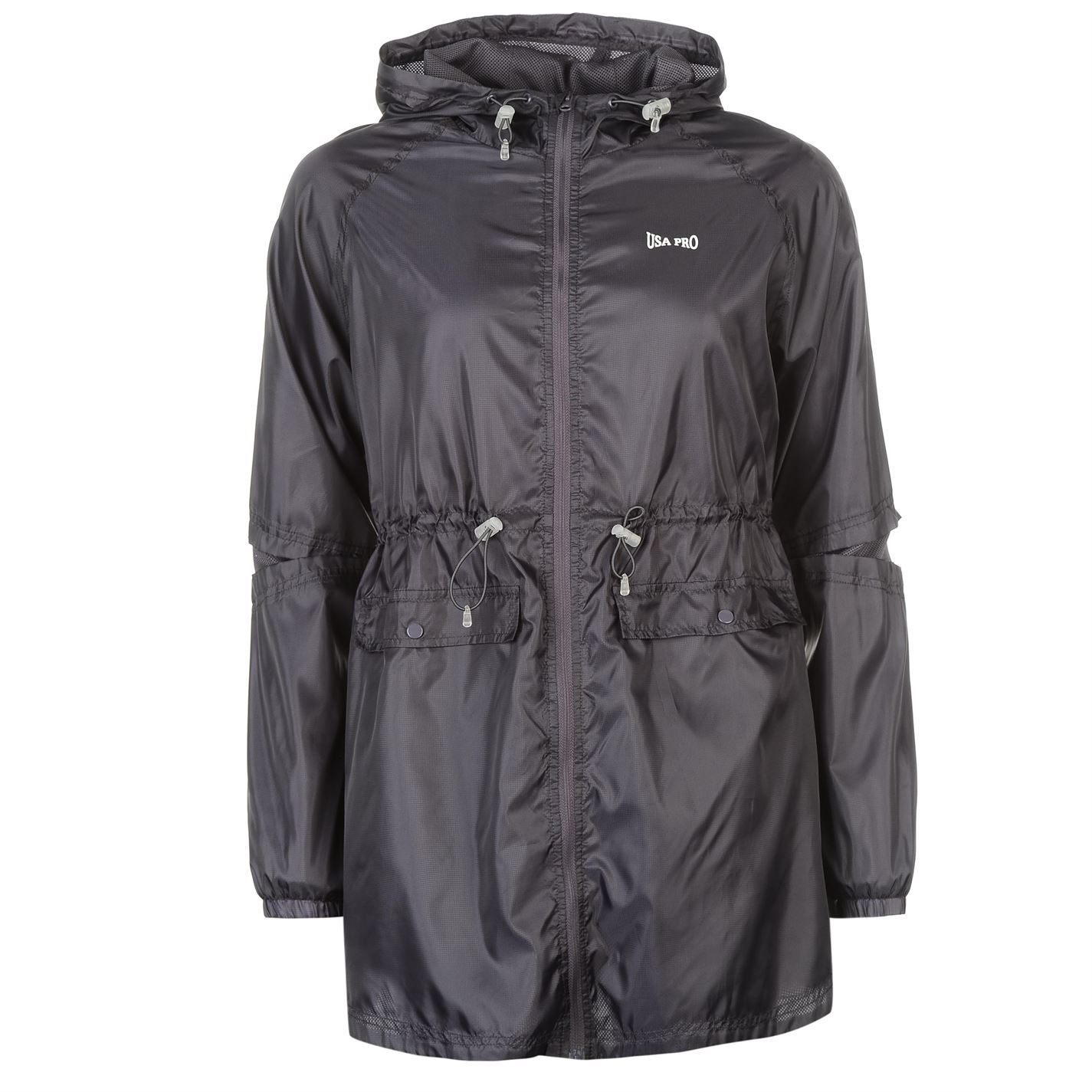 USA Pro Womens Lightweight Mac Jacket Rain Coat Top Breathable Hooded