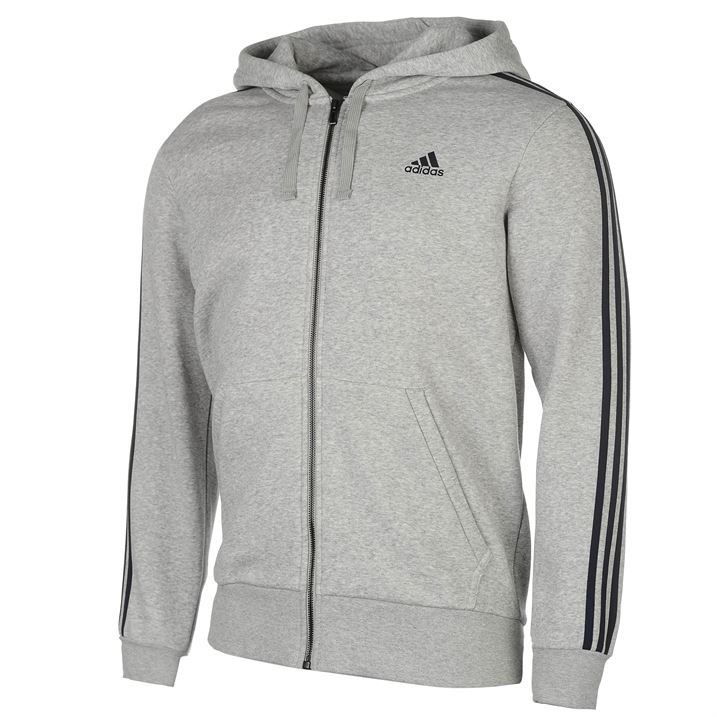 adidas Essentials 3 Stripe Logo Hoody Zip Hoodie Mens eBay