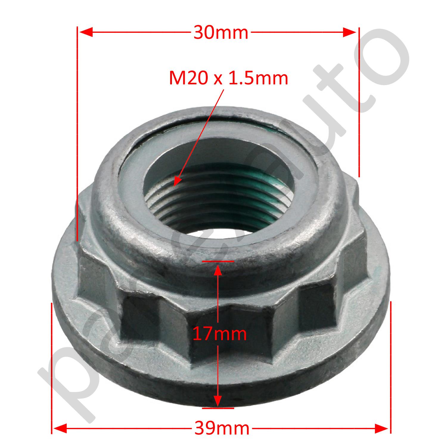 thumbnail image 2 of Topran Front Axle Driveshaft Nut - M20 X 1.5 - Replaces N90587602 For VW Audi Seat Skoda 2 of 3