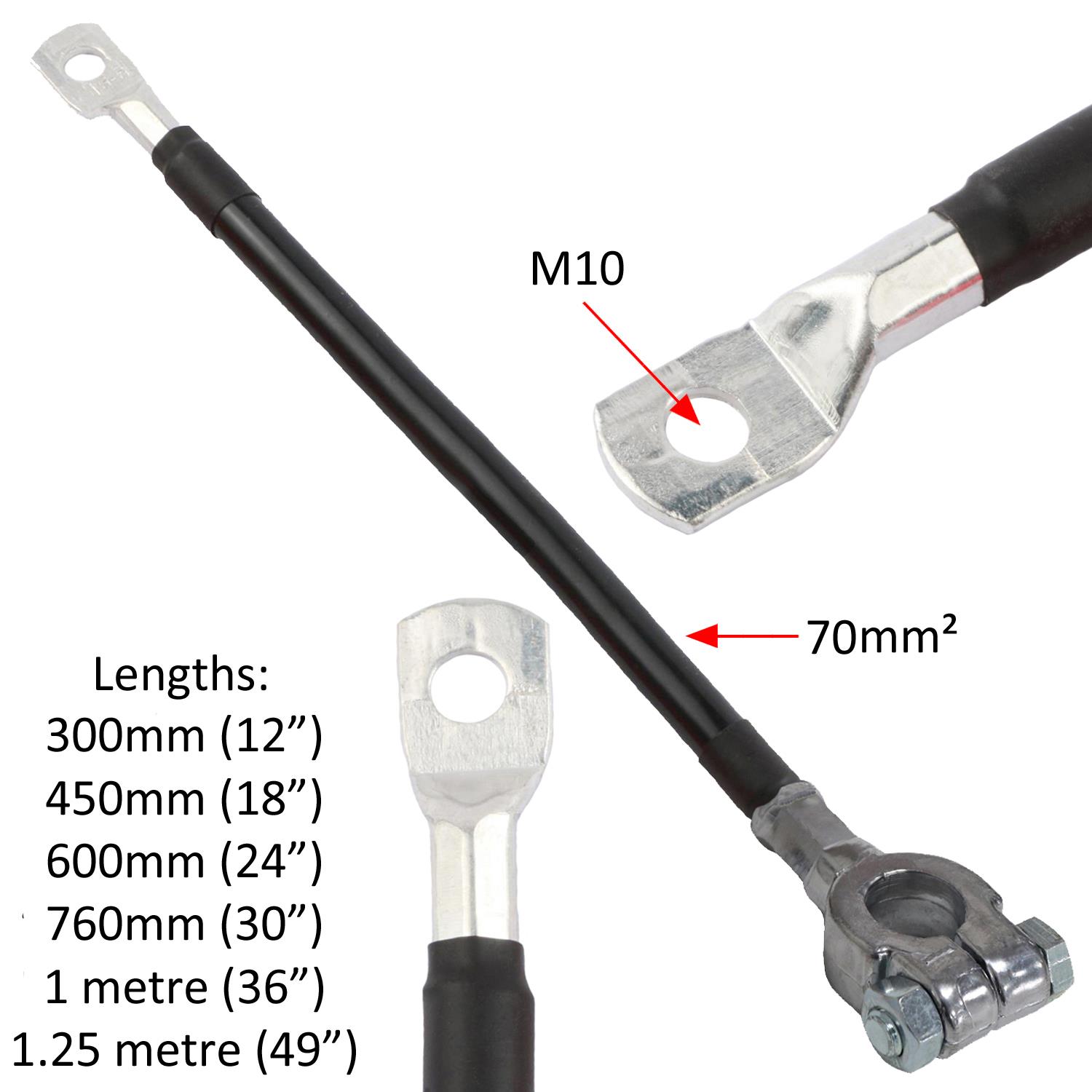 Battery Strap Lead Power Cable Eyelet and Terminal Positive Negative 70mm² 485A