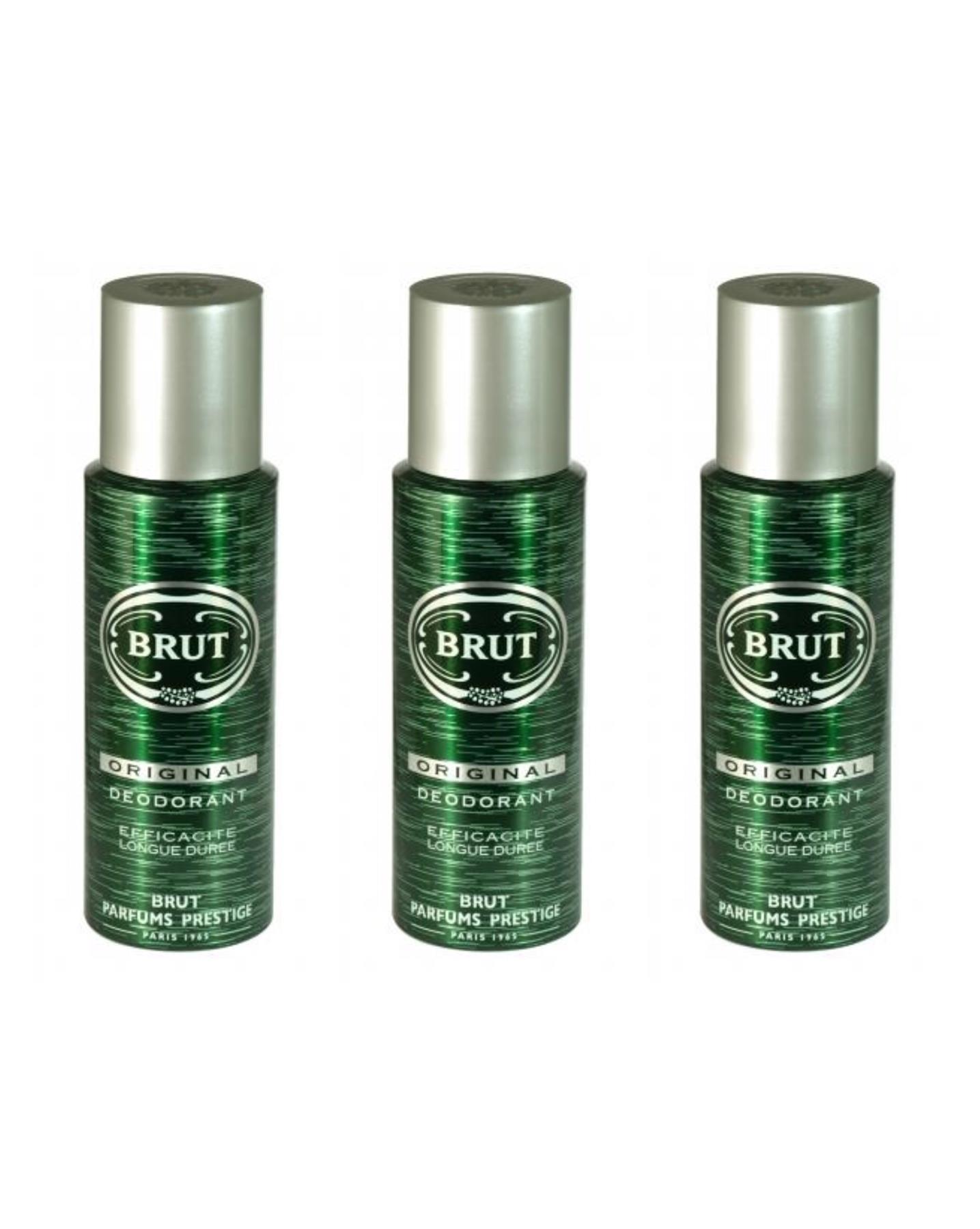 3 x Brut Original Body Deodorant Spray 200ml Classic Fragrance for Men