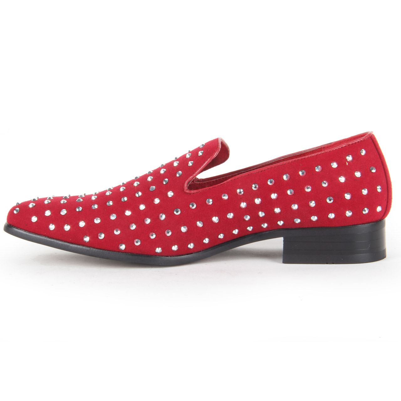 Men Gentleman Faux Suede Slip On Studded Shoes Leather Lined Rhinestones Loafers