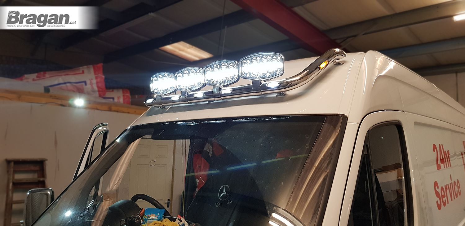 To Fit 2014 2018 Mercedes Sprinter Medium High Roof Light Bar + Spots