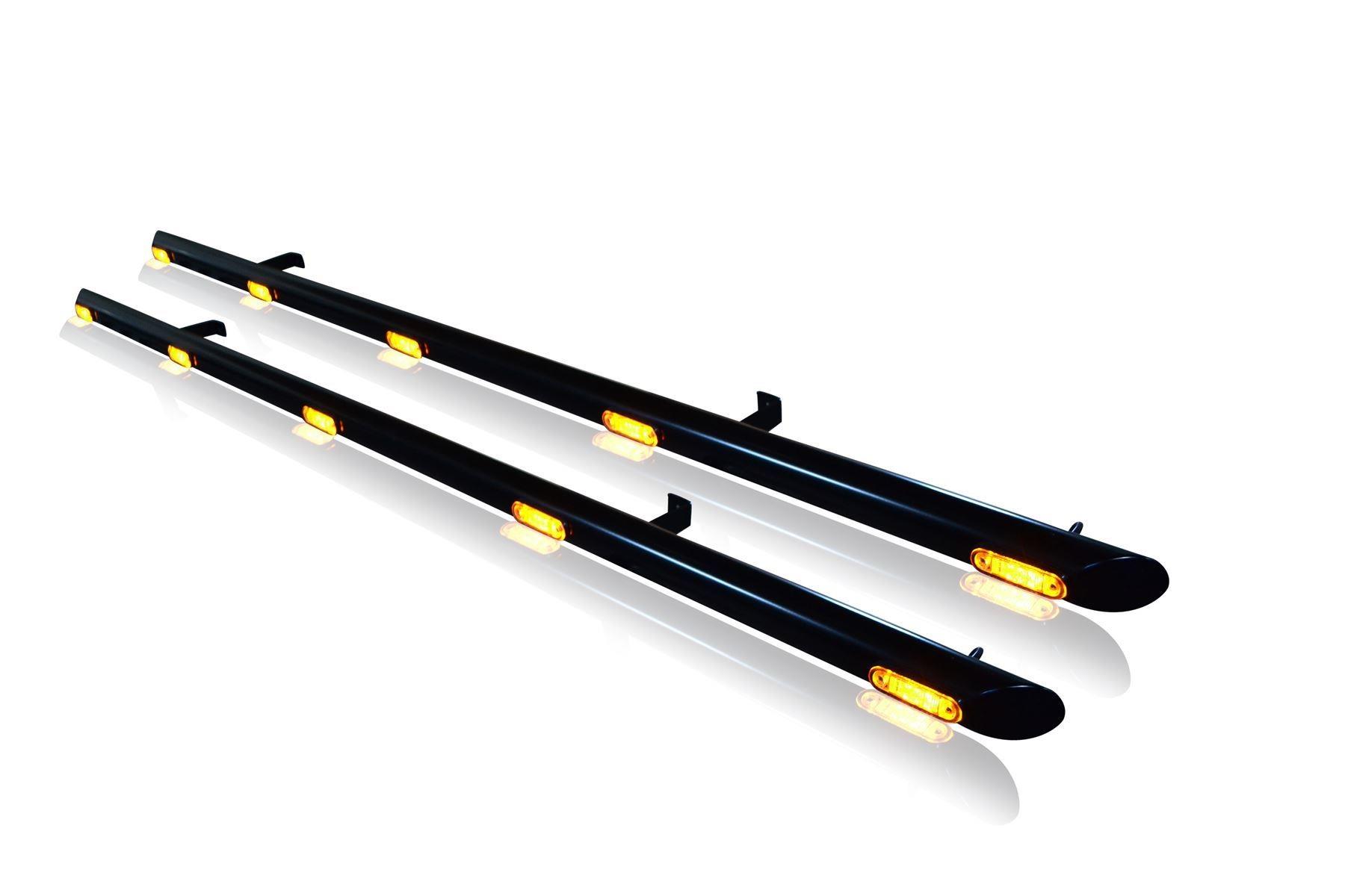 Black Stainless Side Bars+Amber LEDs+Down Lights for Volkswagen Caddy SWB 2021+ - Picture 6 of 14