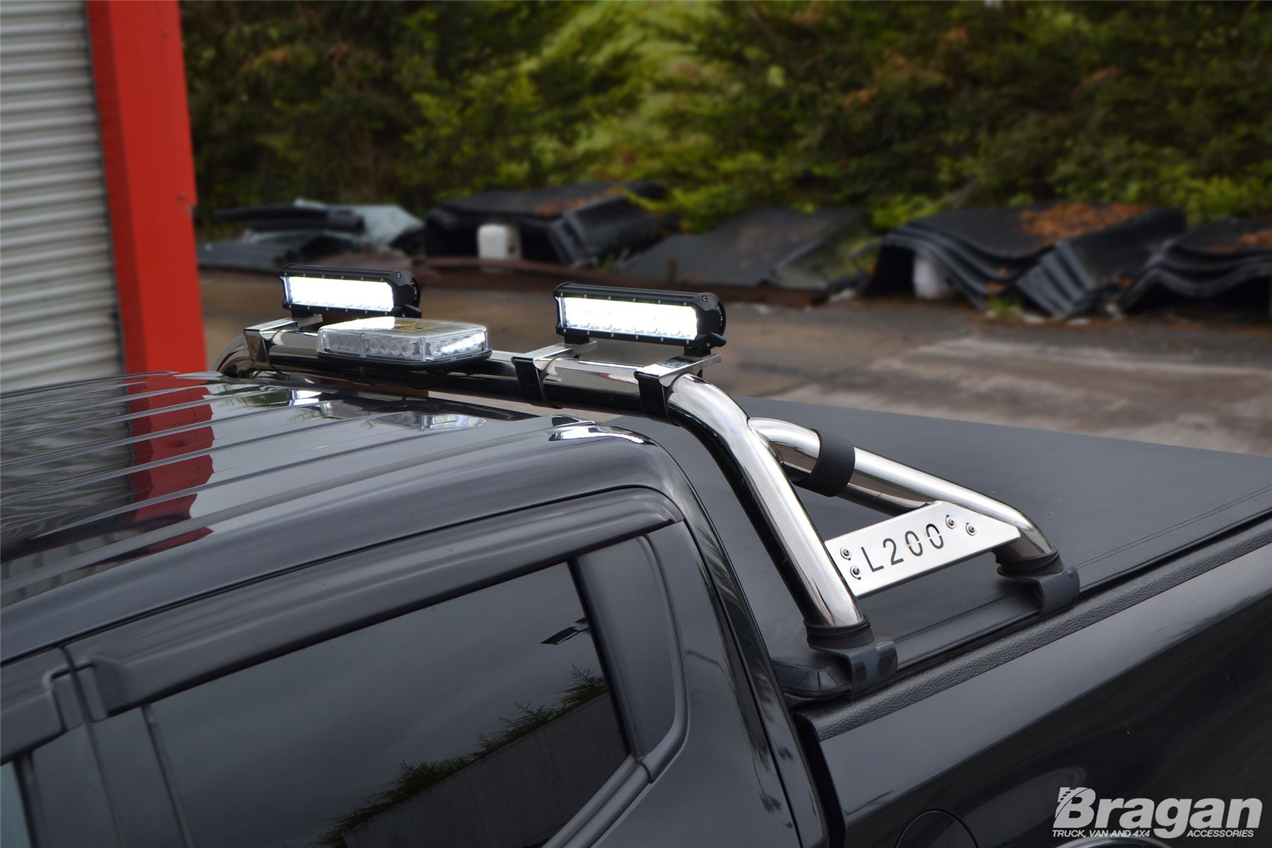To Fit 05 15 Mitsubishi L200 Roll Bar + LEDs + Beacon + 12" LED Light