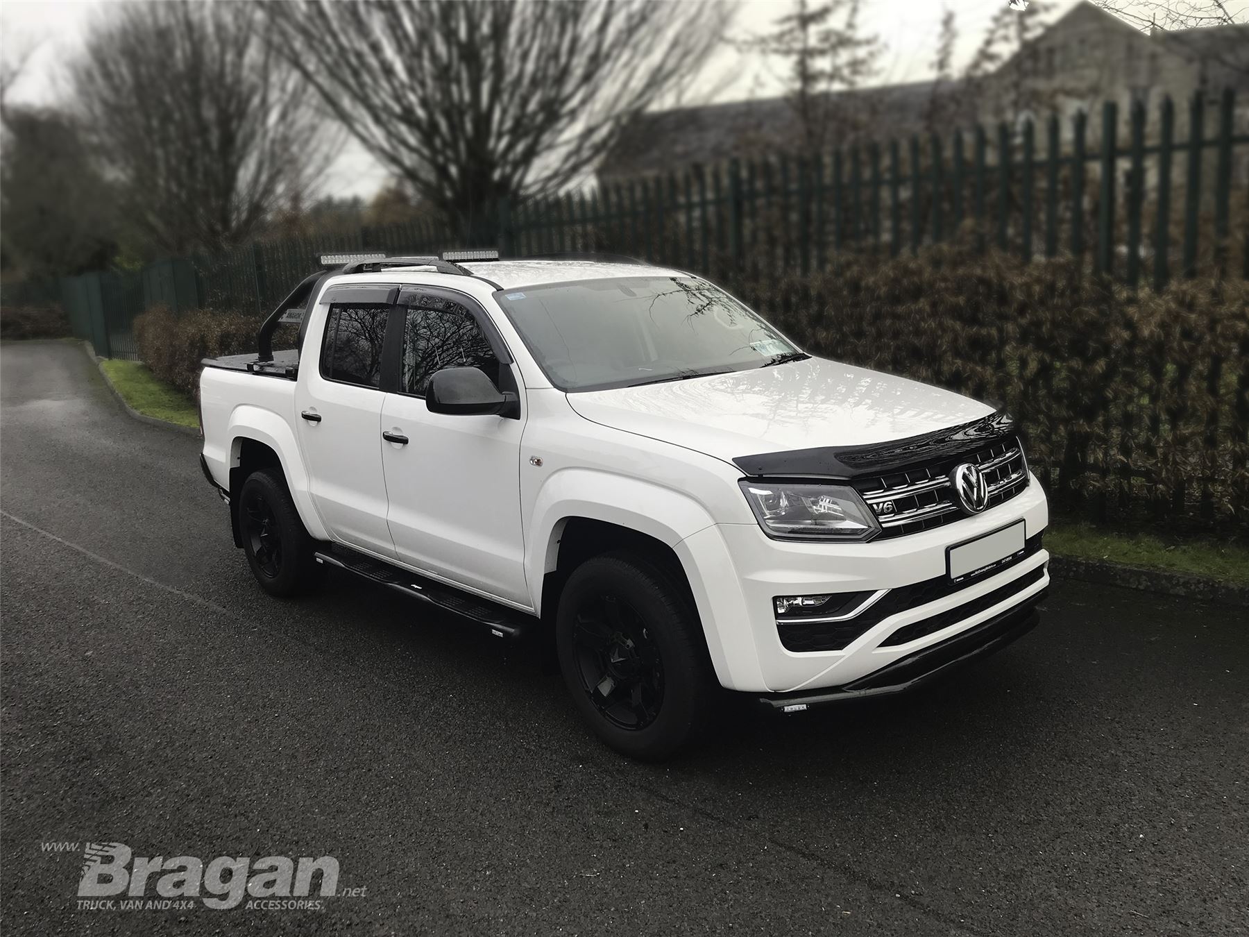 To Fit 2016+ Volkswagen VW Amarok V6 Black Double Front Bumper Spoiler