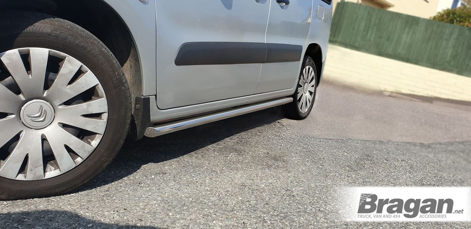 Chrome Stainless Side Bars To Fit Peugeot Partner Tepee 2008 - 2016 Steps Tubes - Picture 3 of 15